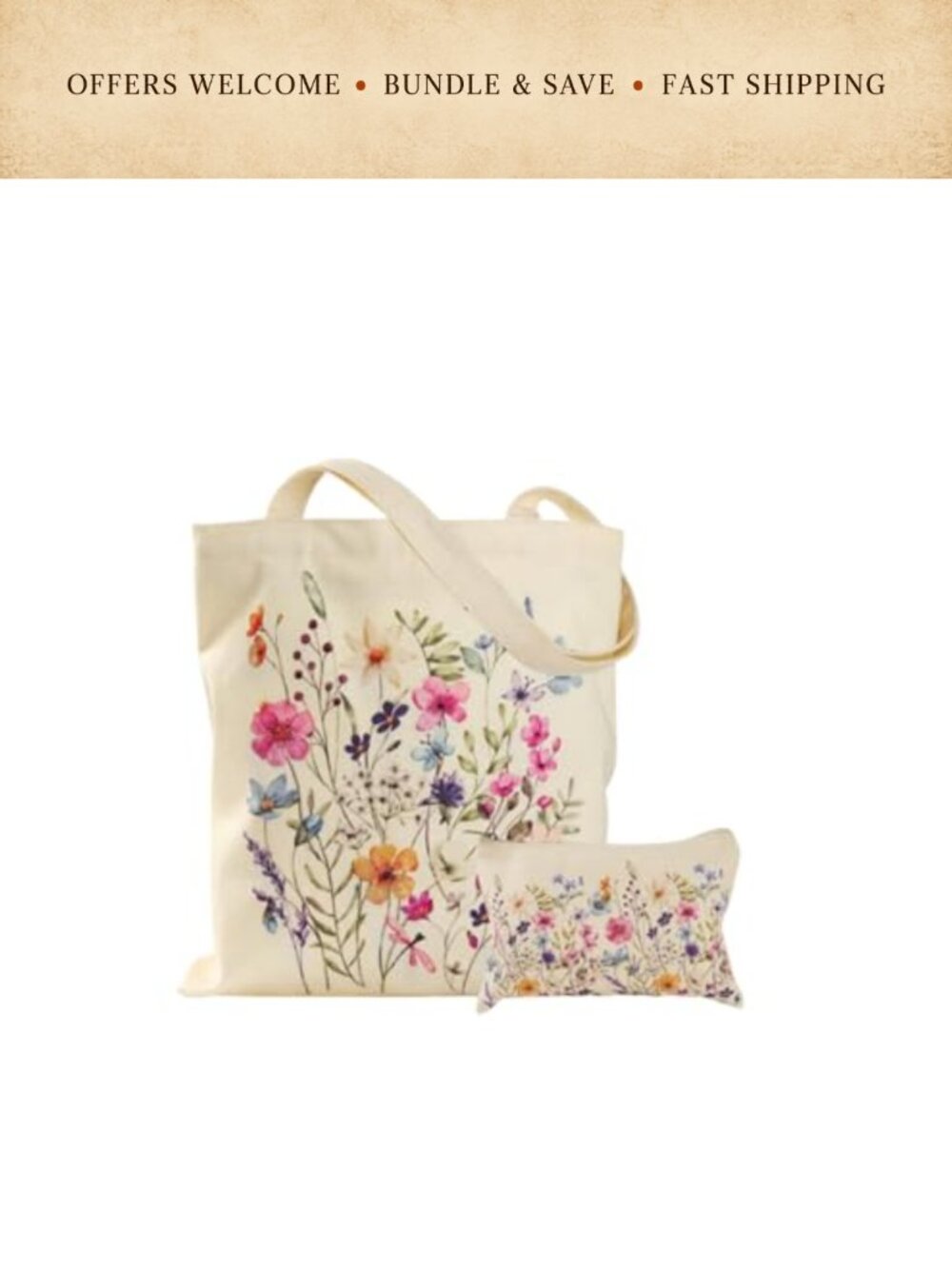 Canvas Tote Bag Large Reusable Zipper Magnetic Closure Shoulder Grocery